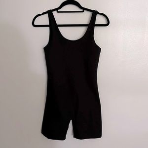 Girlfriend Collective Black Bike Short Unitard with Built-in Bra